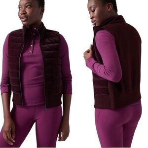 ATHLETA HANOVER HYBRID CABERNET MAROON PUFFER VEST SIZE XL NEW